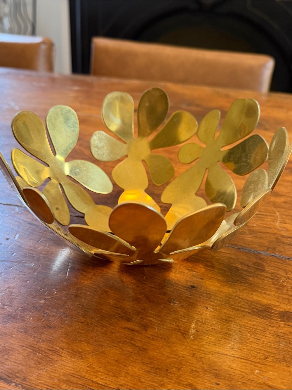 Vintage IKEA Gold Floral Metal Decorative Bowl